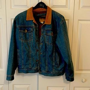 Vintage Territory Ahead Men’s Lined Denim Jacket, Corduroy Trimmed Collar